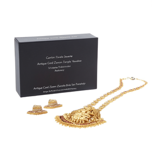 Antique Gold Plated Zircon Temple Necklace Set-Premium Matte Finish Bridal Fashion Jewelry - Product Image 2