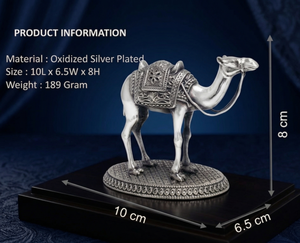 Estatua Moderna de Camello en Plata Oxidada 999 de Jaipur Metals |   100% Latón |   10x6.5x8cm |   189g |   Decoración del Hogar - Product Image 3