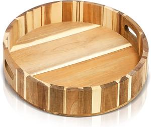 Plateau de service en bois d'acacia rustique fait à la main Plateau élégant en bois de noyer pour des styles personnalisés pour servir des aliments et du thé dans la cuisine - Product Image 2