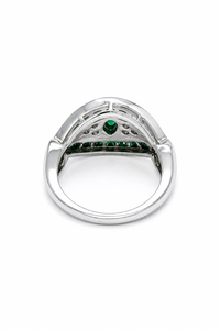 <b>Emerald</b> and Diamond Children's Luxury <b>Ring</b> in 925 Sterling <b>Silver</b> Rhodium Plated Unisex - Product Image 3