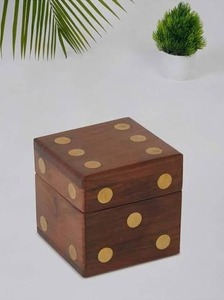 Coffret de dés en bois carré de luxe avec design incrusté, jeu pour enfants et adultes, décoration de bureau, jeu de puzzle familial amusant - Product Image 2