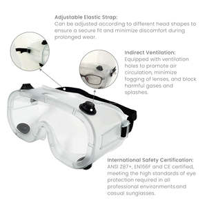 EN166F Certified over the glasses wide coverage splash proof goggles for food processing - Product Image 2
