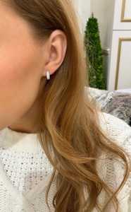 Lab Grown Diamond Hoop <b>Earrings</b> Pave Set Small Everyday <b>Piercing</b> Jewelry Huggie Clasp 10kt 14K 18K Solid Real Gold Factory Price - Product Image 4