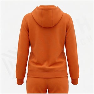 Conjunto Deportivo con Capucha y Cremallera para Mujer, Color Naranja, Estampado Degradado, Sudadera Casual de Manga Larga con Bolsillos Laterales, Ropa de Otoño - Product Image 2