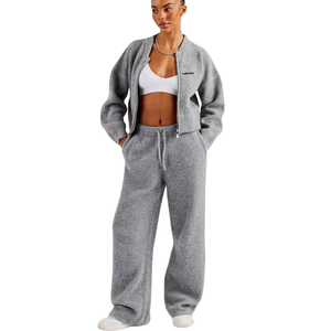 Women's Short Full Zip Hooded Tracksuit <b>Set</b> Sleeve Top Wide Leg Trousers Elastic Drawstring Waist <b>Two</b> <b>Piece</b> Casual <b>Lounge</b> Outfit - Product Image 1