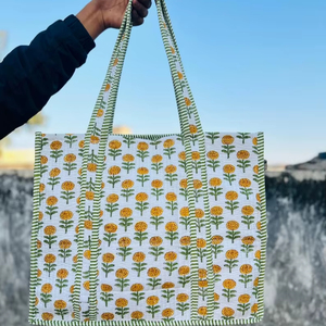 Quilted Cotton Wedding Tote <b>Bag</b> for <b>Women</b> Block Print Shoulder <b>Bag</b> Bridal Gift Bridesmaid Travel <b>Bag</b> - Product Image 1