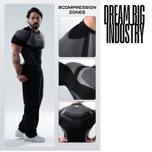 Camiseta de Compresión Personalizada para Hombre, Negra y Borgoña, Manga Corta, Cuello Redondo, Ajustada, para Gimnasio, Entrenamiento, Protección contra Rozaduras, Ropa Deportiva, Capa Base - Product Image 1