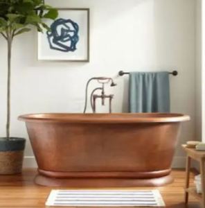 Baignoire autoportante ovale en cuivre, baignoire à immersion artisanale en métal pour adultes, idéale pour la maison, l'hôtel, la salle de bain, style classique - Product Image 6