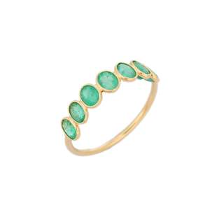 18K Yellow Gold Emerald Cut Half Eternity Wedding Band - Product Image 2