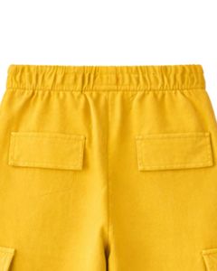 Pantalones Deportivos Cargo de Pierna Ancha Color Amarillo Mostaza para Mujer, Cintura Elástica, Pantalones Casuales de Felpa, Corte Holgado, Ropa Urbana, Cómodos para Invierno - Product Image 3