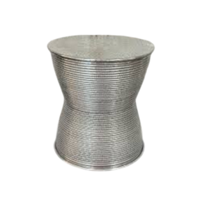 Juego de 2 taburetes de metal vintage estilo Empoli, acabado dorado martillado, mesas auxiliares tipo barril, muebles rústicos industriales - Product Image 6