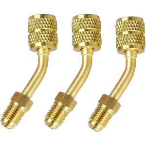 Juego de tres adaptadores angulados de latón para extracción de válvulas Schrader, para mantenimiento de sistemas de aire acondicionado y accesorios de tuberías - Product Image 3