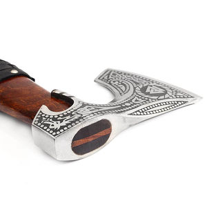 ขวานตอมฮอว์กเหล็กกล้าคาร์บอนขนาด 17.5 นิ้ว ยี่ห้อ Burraq Custom ด้ามไม้พะยูง ปลอกหนัง ของขวัญสำหรับคุณพ่อ ทำด้วยมือ งานอุตสาหกรรม/DIY - Product Image 3