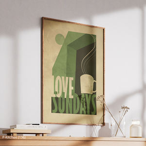 Décoration murale festive, affiche illustrative typographique Love Sundays, décoration murale moderne pour la maison - Product Image 3