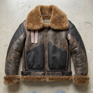 <b>Mens</b> Aviator B3 Shearling Distressed Eco-Friendly Anti-UV Quick Dry Breathable <b>Jacket</b> RAF Bomber Real <b>Sheepskin</b> Winter Vintage - Product Image 5