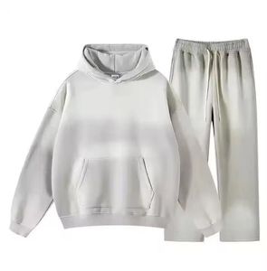 Survêtements imprimés délavés à l'acide effet soleil, avec logo personnalisé, en molleton bouclette 340 g/m² épais, coupe longue, style jogging évasé - Product Image 4