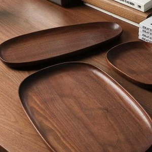 Plates Solid Wood Plate <b>Set</b> Natural Wood <b>Serving</b> Tray <b>Set</b> - Product Image 3