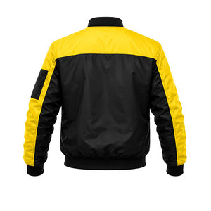 เสื้อแจ็คเก็ตบอมเบอร์สีเหลืองดำสำหรับผู้ชาย แบบกันลม มีซิป แจ็คเก็ตนักบิน น้ำหนักเบา ผลิตจากโพลีเอสเตอร์ เสื้อโค้ทลำลองสำหรับฤดูหนาว บริการ OEM ODM - Product Image 3