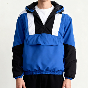 Lightweight Windproof Casual Jackets Cut & Sew Wholesale Supplier Color Block Anorak for Men Sporty Full Zip Hooded Windbreaker - Product Image 5