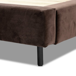 Cama de plataforma tapizada minimalista moderna con cabecero de tela para muebles de dormitorio contemporáneos - Product Image 5