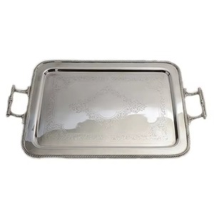 Metal <b>Tray</b> for Serving Food Commercial Grade Serving <b>Tray</b> Stainless Steel Striped Pattern Durable Build - Product Image 6