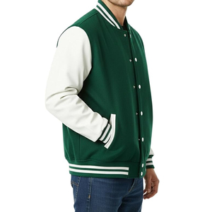 แจ็คเก็ตวาร์ซิตี้แบบกำหนดเองสำหรับผู้ชาย ผ้าขนสัตว์ผสม แขนหนัง ปักโลโก้ แจ็คเก็ตเบสบอลแบบ Letterman ขายส่งจำนวนมาก - Product Image 2