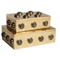 Caja de Almacenamiento Decorativa de Latón y Aluminio, Caja de Almacenamiento Metálica Decorativa para Hotel, Hogar y Mesa