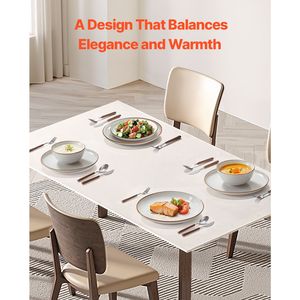 Servizio per 4 persone, set di stoviglie in ceramica antigraffio da 12 pezzi, include piatti e ciotole, adatto per lavastoviglie e microonde - Product Image 6