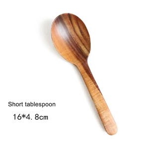 Ensemble de 4 louches en bois naturel écologiques, ustensiles de cuisine, pour cuisiner, servir, camping, durables, légers, compatibles avec le four à micro-ondes - Product Image 4