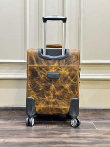 Nuevo Real hecho a mano de grano completo de cuero genuino equipaje Trolley bolsas personalizadas Weekender Overnighter Trolley equipaje con ruedas - Product Image 5