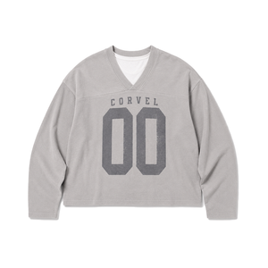 Heavyweight Cotton Long Sleeves V-Neck <b>Men's</b> <b>shirts</b> Custom Number Oversized Boxy Fit Premium Retro DTG Letter Print Sports <b>Shirt</b> - Product Image 3