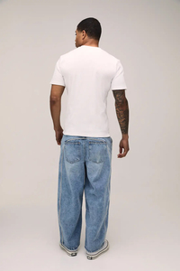 T-shirt col rond vintage ajusté 100 % coton pour homme, respirant, écologique, en tissu jersey 300g, qualité luxe, vierge - Product Image 2