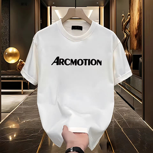 <b>Men's</b> 2026 Summer New Trendy Brand T-<b>Shirt</b> Casual Loose Cotton Half Sleeve White with 220 Grams Knitted Fabric Weight - Product Image 5