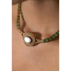 Collar de Plata 925 con Forma Ovalada para Mujer, con Cristal de Color de Moda y Cuentas de Piedra Blanca Natural para Compromiso, Estilo Indio - Product Image 4