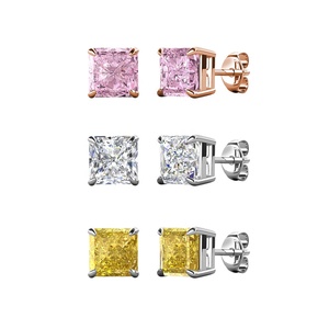 Boucles d'oreilles clous solitaires tendance en argent sterling 925 avec pierre de glace concassée taille radiant, bijoux fins pour femme, Destiny Jewellery - Product Image 4