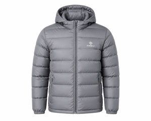 Men's Black Hooded Puffer Jacket Windproof Zipper Closure Casual Winter Wear Solid Color Polyester Filling - Product Image 1