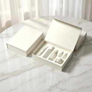 Ivory Rigid Cosmetic <b>Box</b> <b>Set</b> With Satin Liner Rectangle High-End Packaging For Beauty Products - Product Image 2