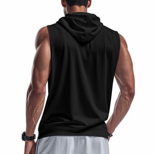 Custom Logo Wholesale Men Sleeveless Workout Hoodie Custom Sleeveless Gym Hoodies Men Gym Hooded Tank <b>Top</b> for Men - Product Image 2
