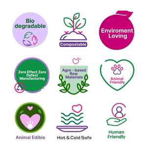 Assiettes rondes compostables de 10 pouces, vaisselle écologique biodégradable fabriquée à partir de vetiver et de son de riz - Product Image 3