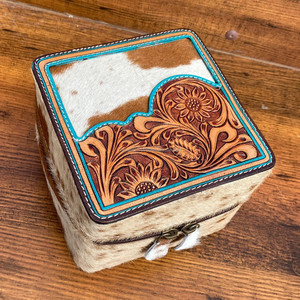 Vente en gros de boîtes de rangement de bijoux de grande taille en cuir de vachette fabriquées à la main boîte à bijoux carrée en cuir de vachette de voyage - Product Image 2