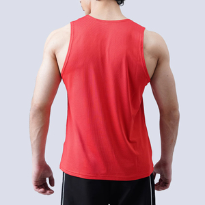 Camiseta sin Mangas Casual Roja para Hombre, Cuello Redondo, Color Sólido, Transpirable, de Secado Rápido, Ajuste Deportivo, Material de Algodón/Spandex - Product Image 2