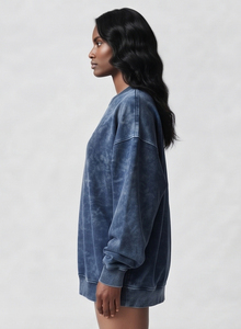 Sudadera Oversize para Mujer, Cuello Redondo, Manga Larga, 100% Algodón Felpa, Largo Extendido, Invierno, 320GSM, Lavado Ácido - Product Image 5