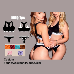 Ensemble de lingerie noire L&J BLACKED Extreme Sexy, sous-vêtements de sport sans couture, push-up, légers, respirants, en dentelle, style bikini - Product Image 4