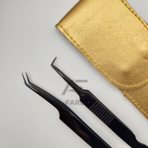 Pinzas de Precisión de Acero Inoxidable con Punta en Ángulo de 45 y 90 Grados, Color Negro Plasma, para Extensión de Pestañas - Product Image 2