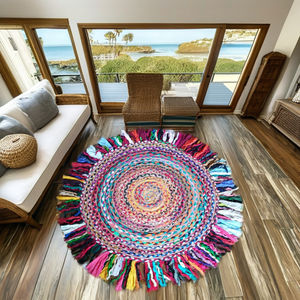 Tapis de sol en jute recyclé écologique lavable à poils moyens de grande taille Fabriqué avec des sangles en tissu Salon Chambre Utilisation Taille personnalisée - Product Image 1