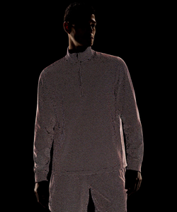 Men's Textured Half-Zip Long Sleeve Top Black Dot Pattern Breathable Regular Fit All Seasons Sweatshirt - Product Image 5