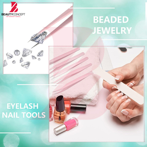 Ensemble de pinces à cils roses avec étui en métal, kit de pinces à cils de précision en acier inoxydable pour extensions de cils - Product Image 5