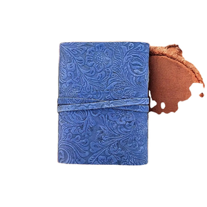 Cuaderno de Cuero Floral Azul, Tapa Dura, Cuero de Grano Completo Hecho a Mano, Estilo Antiguo, para Hombres y Mujeres - Product Image 4