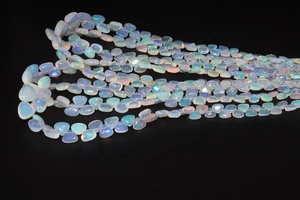 Perles d'Opale Éthiopienne Scintillantes, Forme Cœur Lisse, Pierre Naturelle à Foyer, Perforation Centrale, 5-7mm, 8 Pouces - Product Image 2