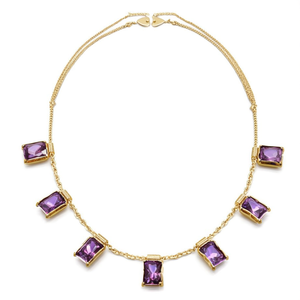 Elegant Star-Shaped Crystal Quartz <b>Necklace</b> Set Classic Gold Plated Brass & Gold Link Chain for Wedding & Party-10575505PGR - Product Image 2